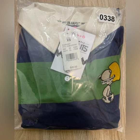 Peanuts Women’s Pullover Striped Rugby Polo Long Sleeve XS Sold Out - Picture 8 of 8